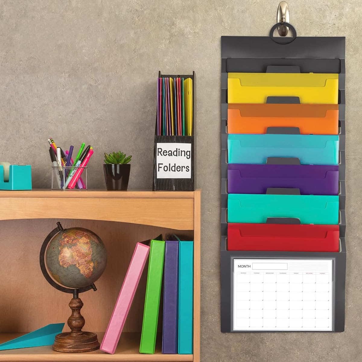 Climberty A4 Hanging File Organizer Wall Mount, 6-Pocket 6-Color Hanging File Folders, Portable Folder Carrier for Office/Home, Easy Install, 36x88cm Climberty A4 Hanging File Organizer Wall Mount, 6-Pocket 6-Color Hanging File Folders, Portable Folder Carrier for Office/Home, Easy Install, 36x88cm
